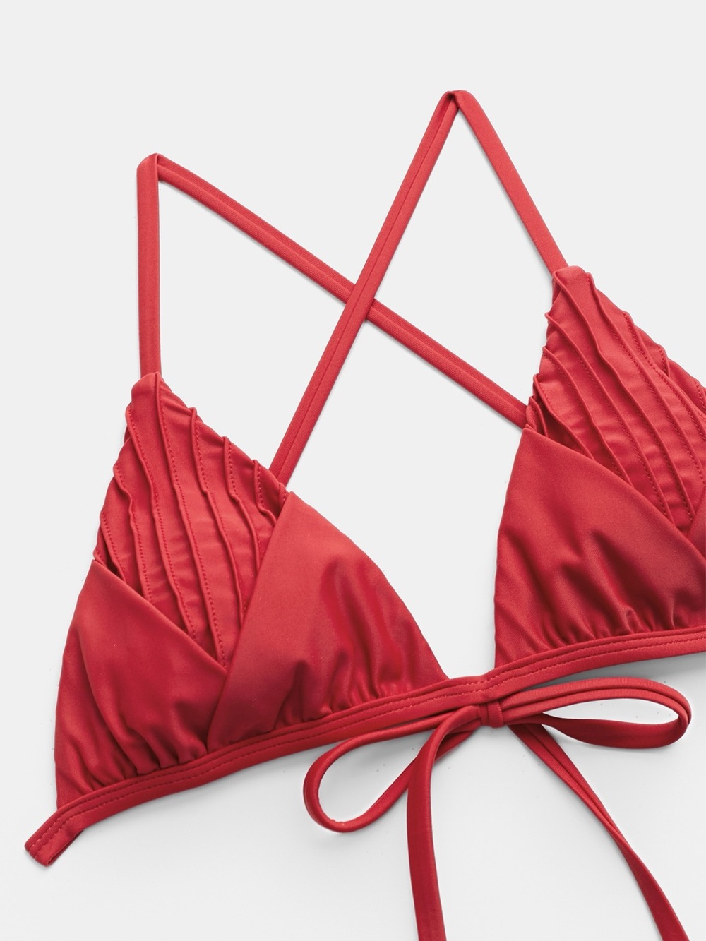 CUPSHE XX JJD | Red Ribbed Triangle Bikini Set - Picture 5 of 5